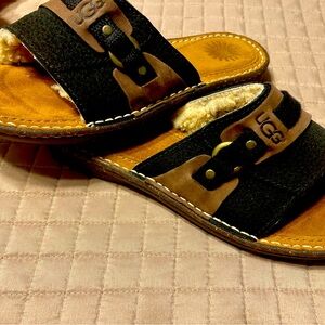 Size 9 UGG SLIDES WOMENS/w sheepskin inside!!! Comfy real leather